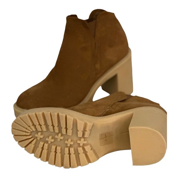 Dolce Vita Ankle Boots Chunky Heels Platform Booties Size 9 Brown - Picture 7 of 11